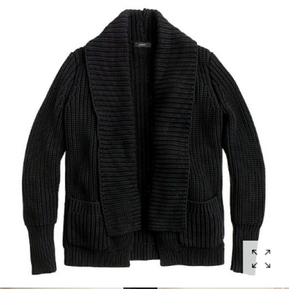 J. Crew Black Rib Stitched Open Front Shawl Cardigan S - Picture 1 of 12